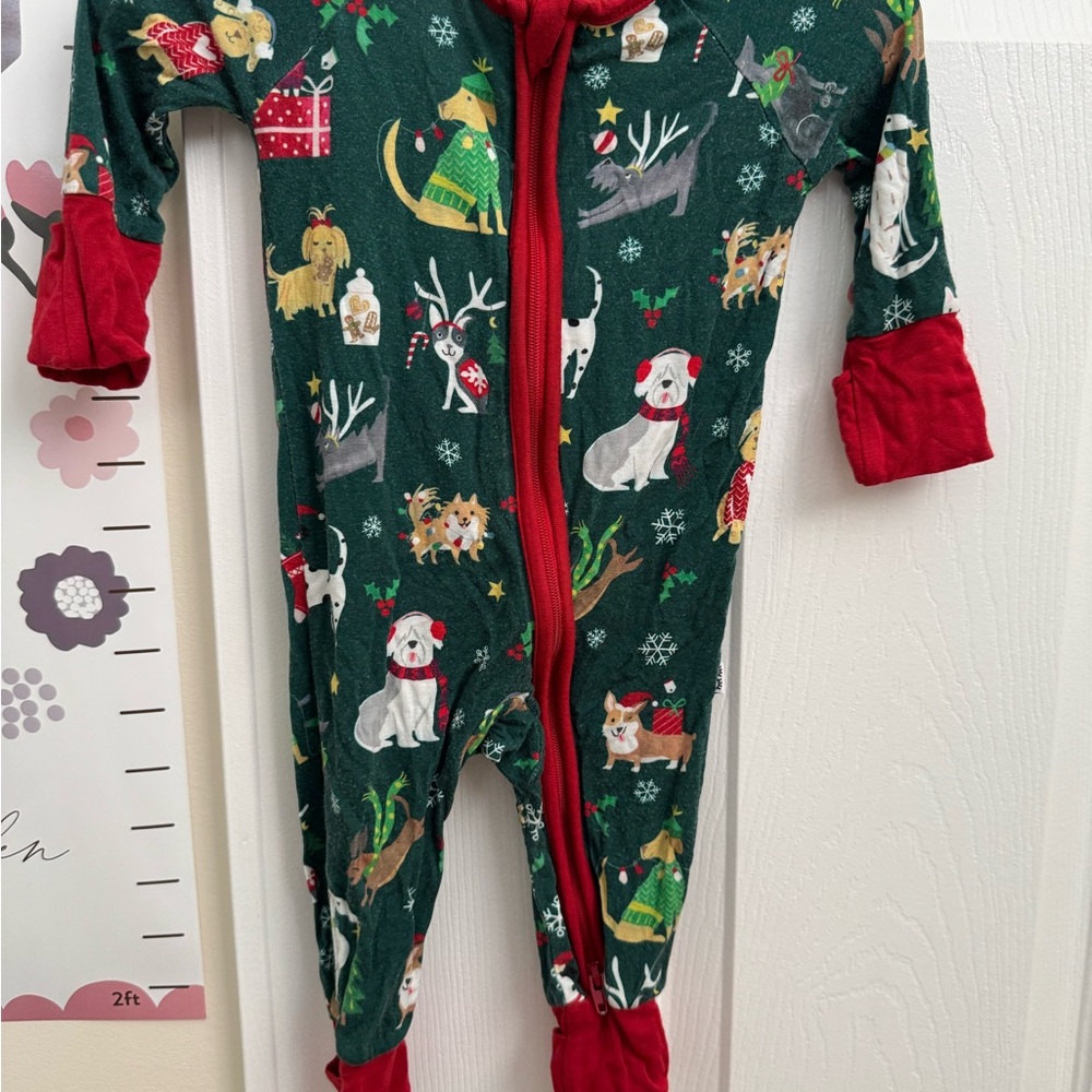 Little Sleepies Green and Red Holiday Footies